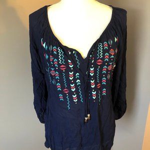 Women's Patterned Navy Jolt Blouse Large